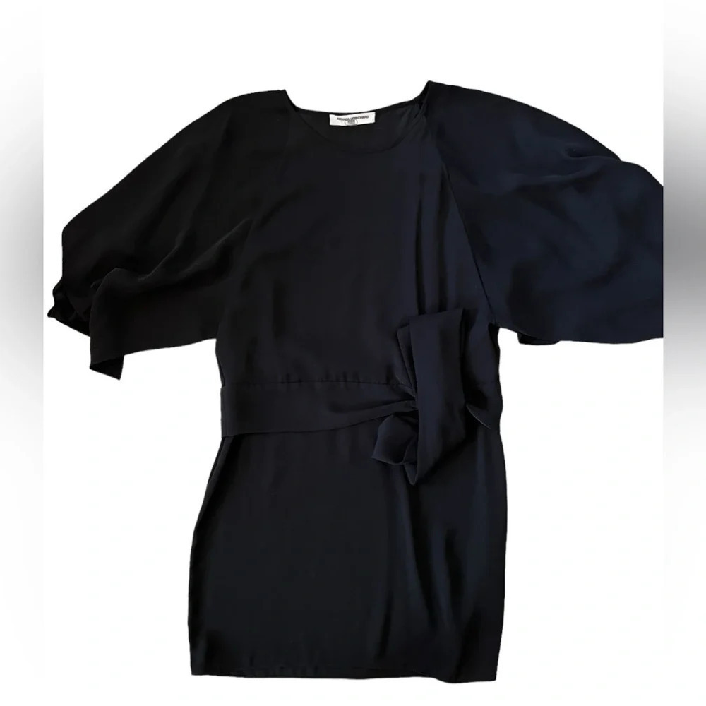 Amanda Uprichard dress size P (XS) black mini dress with tie waist short sleeves - Picture 2 of 5